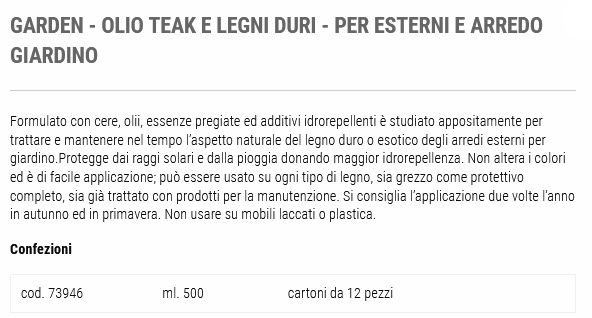 OLIO TEAK GARDEN     500ML