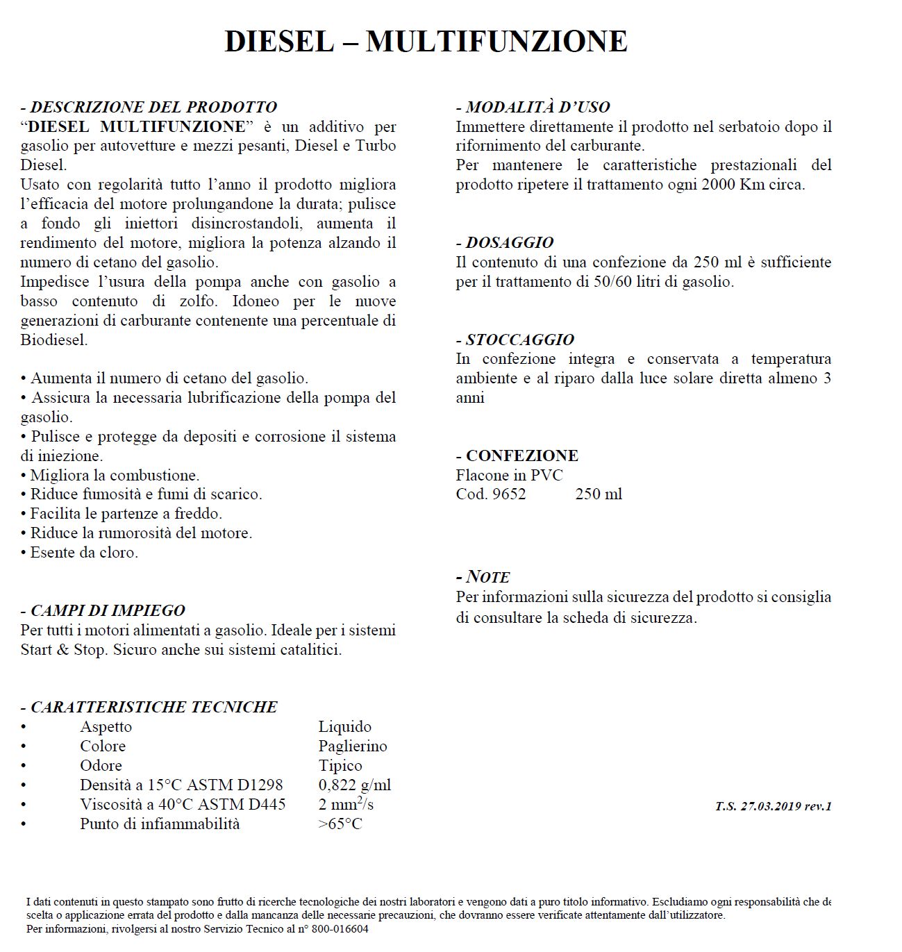 ADDITIVO DIESEL MULTIFUNZ.