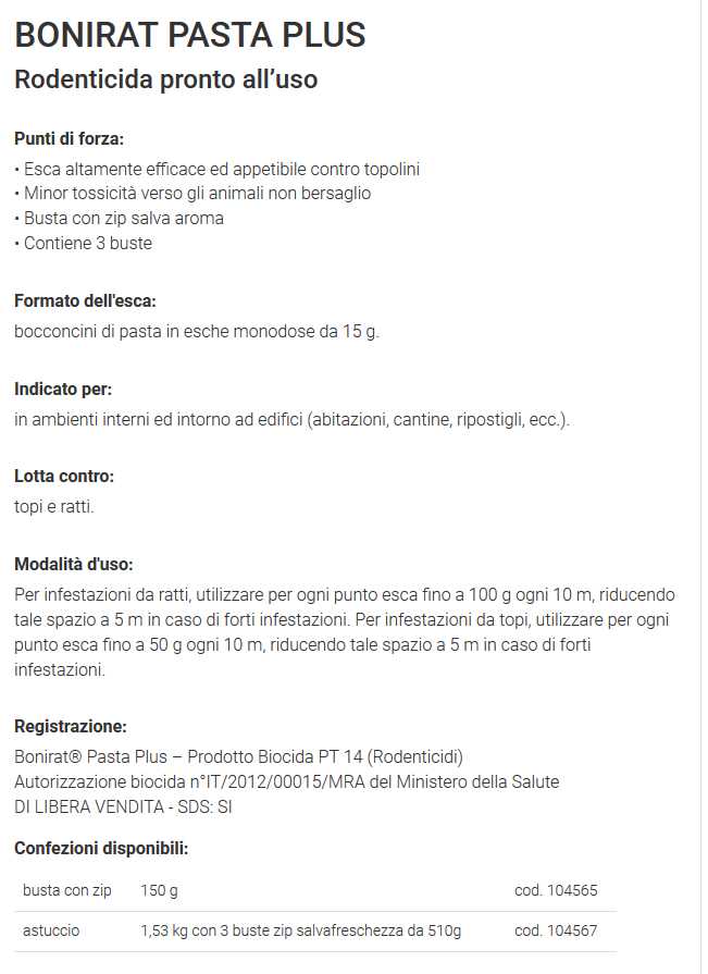 ZAPI BONIRAT PASTAPLUS150G