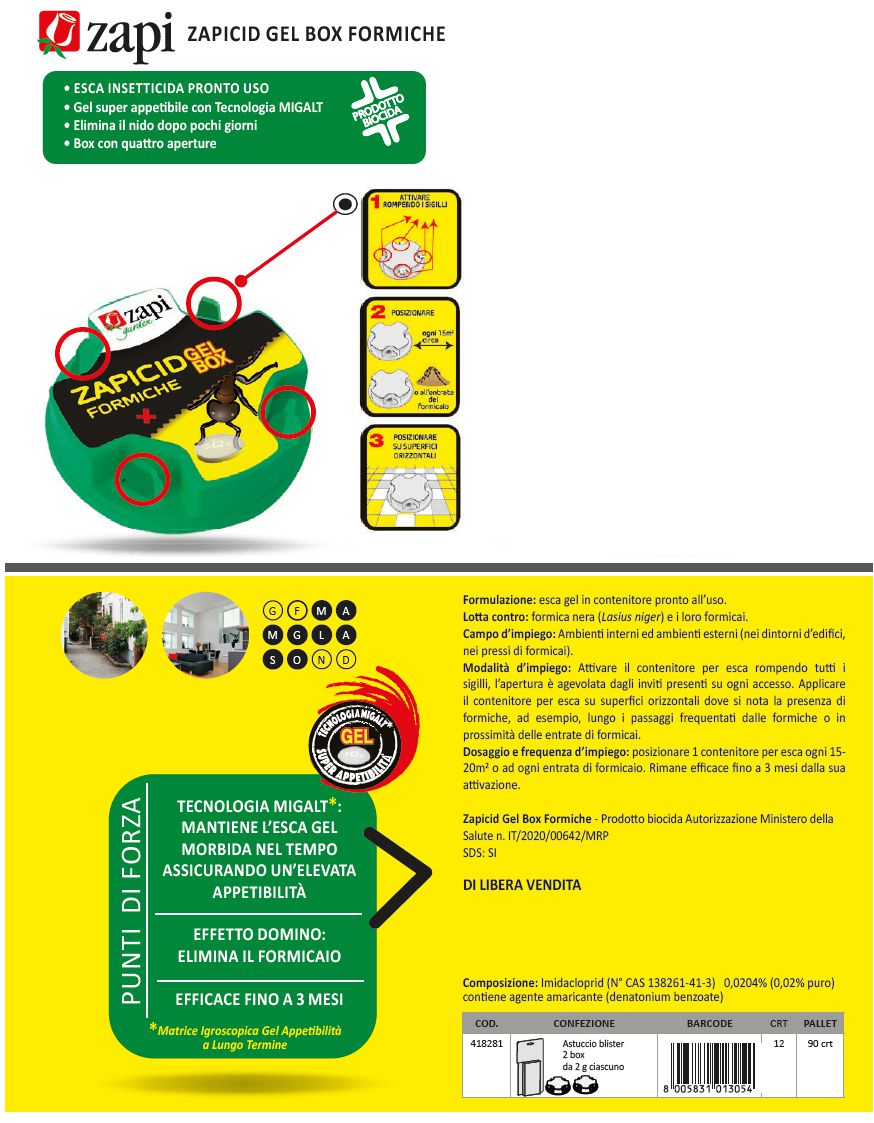 ZAPICID GEL BOX FORMICH 2G