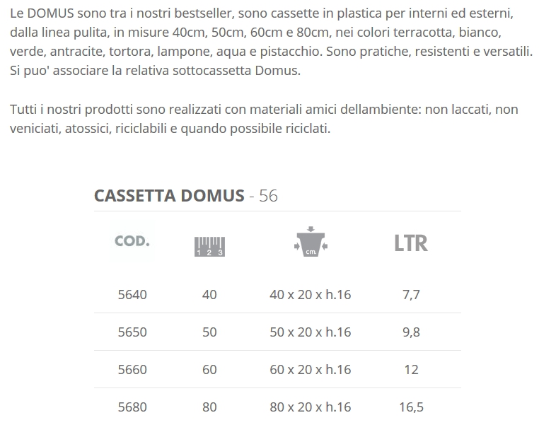 VASO/CASSETTA DOMUS 40x20 