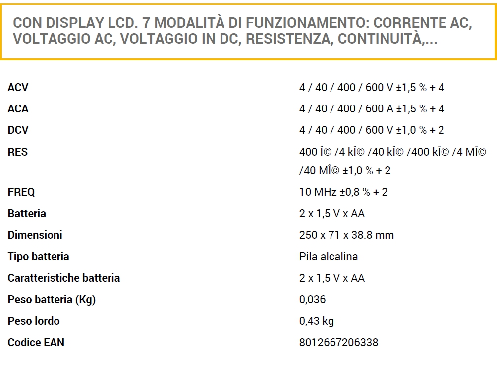 PINZA AMPEROMETR DIGITALE 