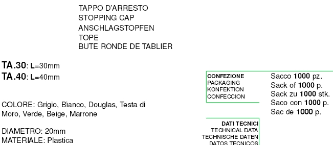 TAPPO C/VITE 41MM BIANCO  