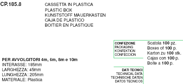 CASSET.PLAST.185MM 6-8MT  
