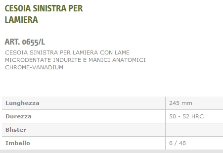 CESOIA DX PER LAMIERA 245 