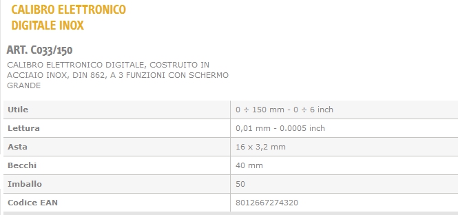 CALIBRO ELETTRON DIG 0-150