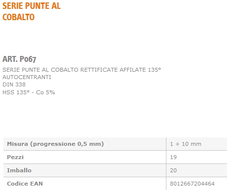 SET PUNTE COBALTO 19PZ VAL