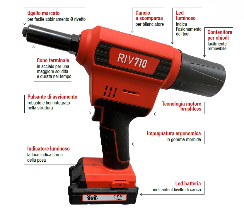 RIVETTAT BATT 18V RIV 710 