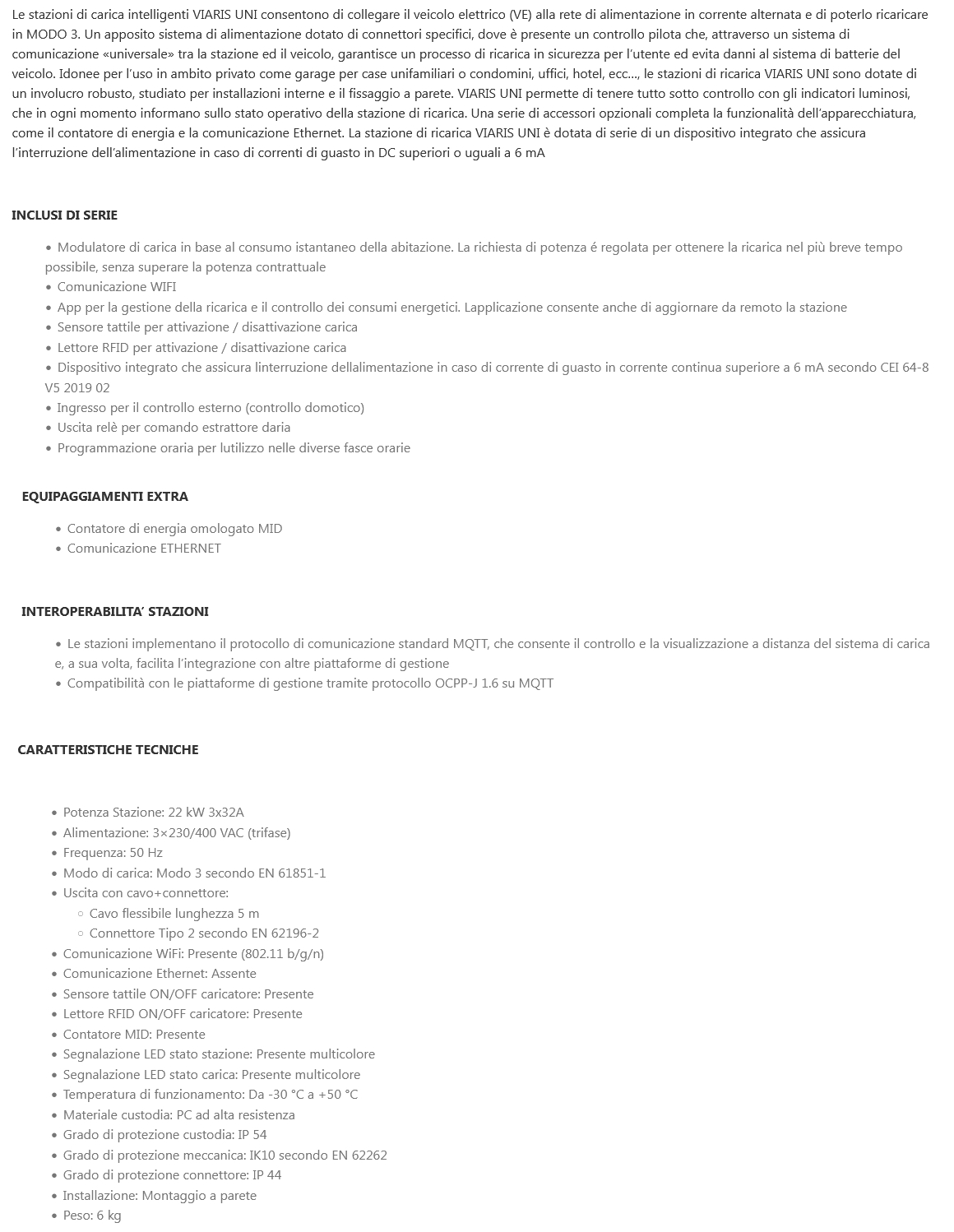 WALLBOX 22KW 3X32A CAVO 5M