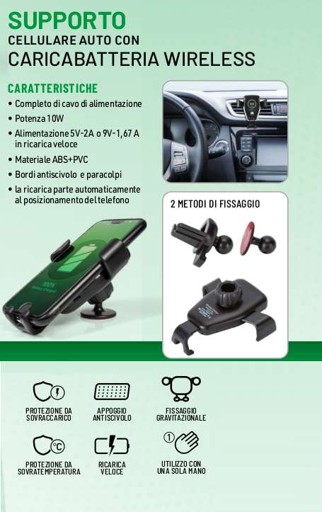 SUPPORTO CELL AUTO WIRELES