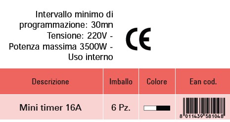 MINI TIMER 16A  220V BLIST