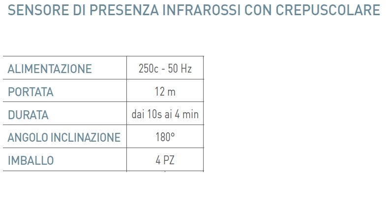SENSORE PRESEN INFRA C/CRE