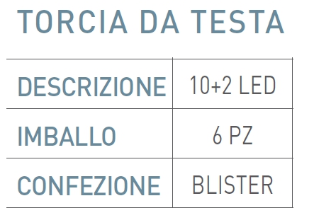 TORCIA FRONTALE 10+2 LED  