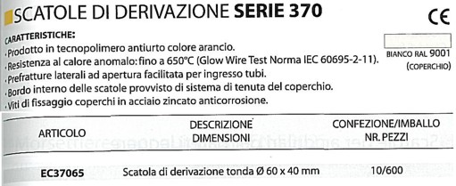 SCATOLA INCASSO TONDdiametro 60x40