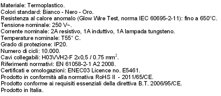 PULSANTE X LAMPADA 2A NERO