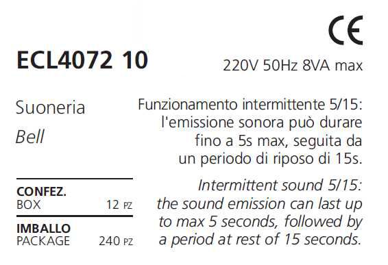 SUONERIA MYLIFE 220V BIANC