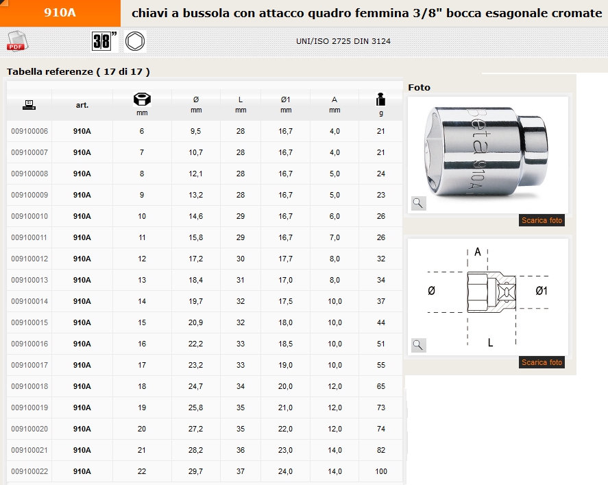 910A 6  BUSSOLE ESAGON 3/8