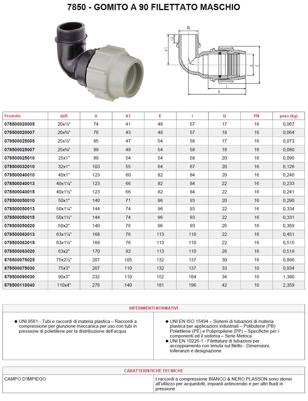 7850 GOMITO 90 M   20X1/2 