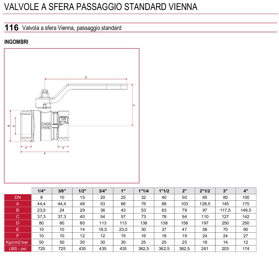 VALVOLA SFERA FF 1/2 L.ROS