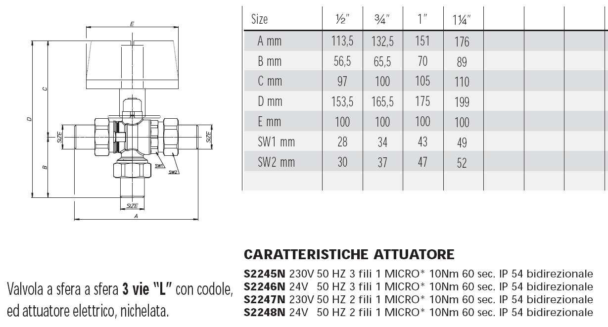 VALV 3VIE L 1" 220V 2P 12S