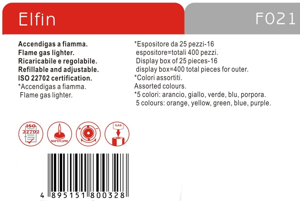 ACCENDIGAS FIAM ELFIN 25PZ