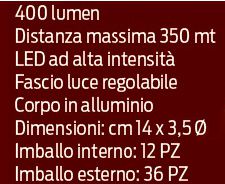 TORCIA RICAR USB 400LUM 5F