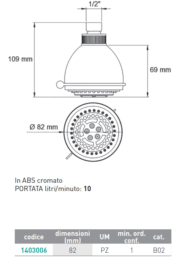 SOFFIONE GRETA ABS 3J CROM