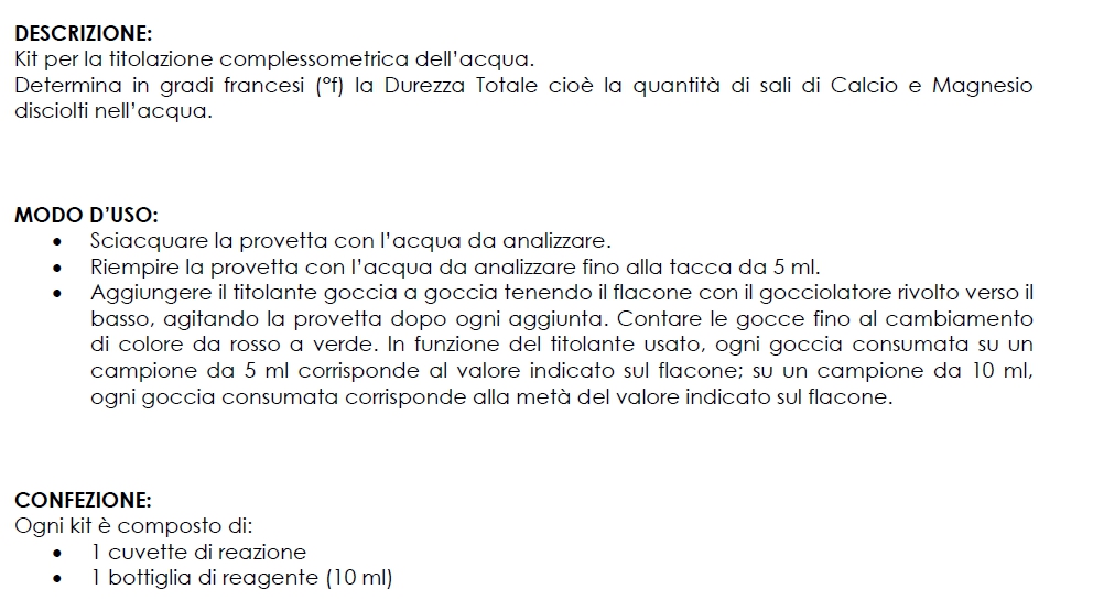 KIT DUREZZA ACQUA ?F      