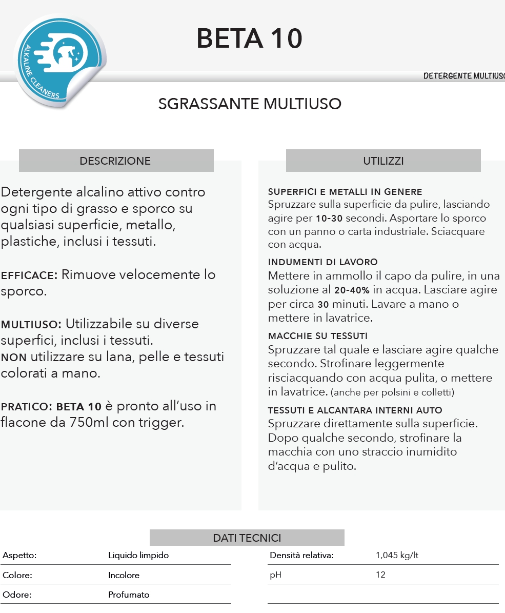 BETA 10 SGRASSANTE 750 ML 