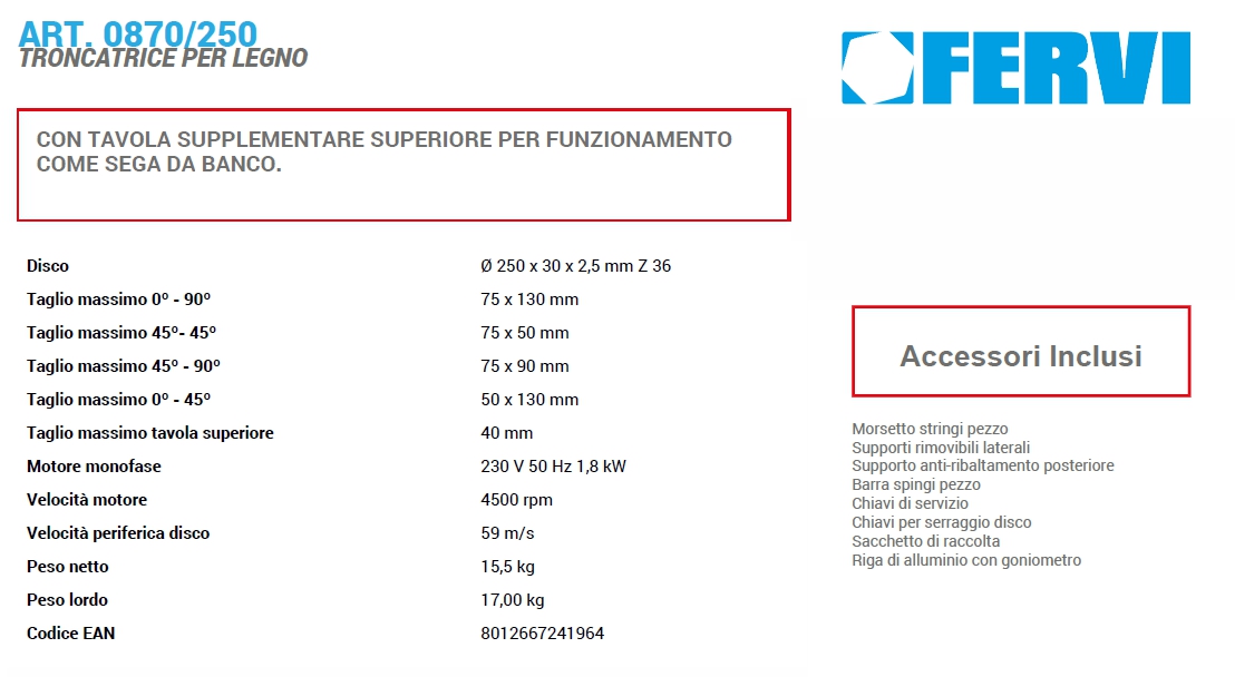 TRONCATRICE LEGNO diametro 250    