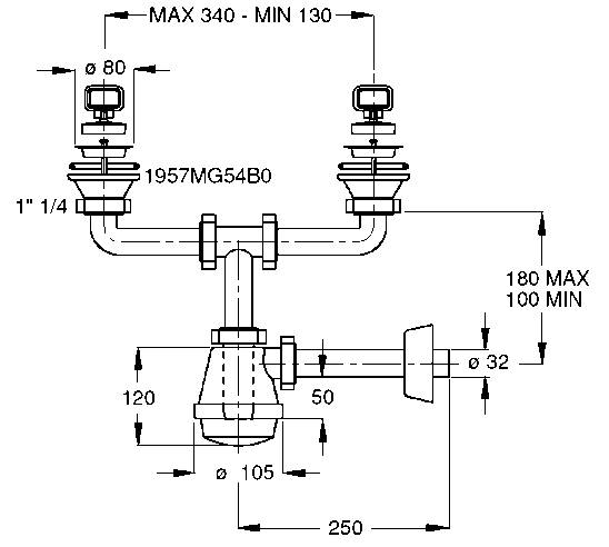 SIFONE C/OT 2V C/PIL 1,1/4