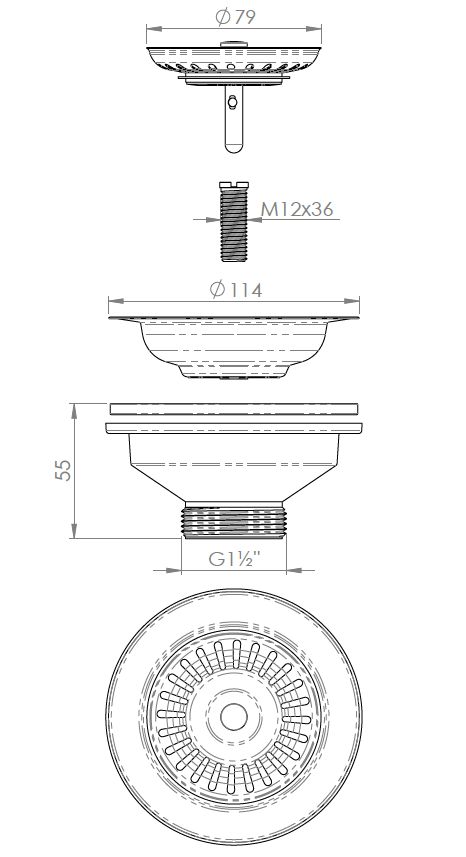 PIL BASKET S/TP diametro 9cm 1.1/2