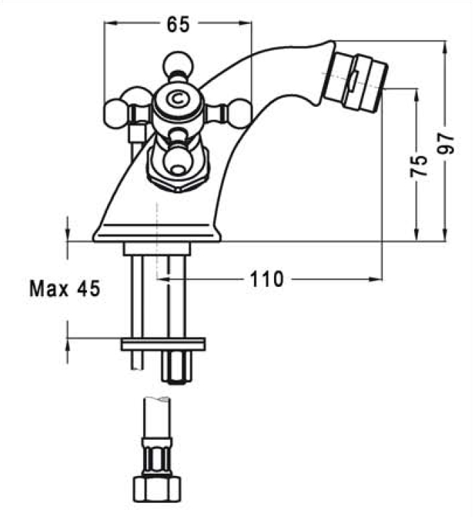 MONOFORO BIDET CROCE CROMO