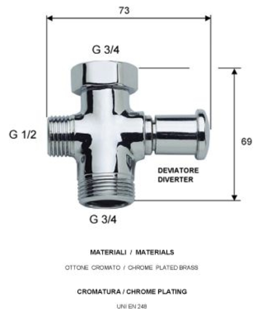 DEVIATORE 3/4Mx3/4Fx1/2M  