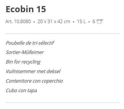 PATTUMIERA ECOBIN 15 BLU  