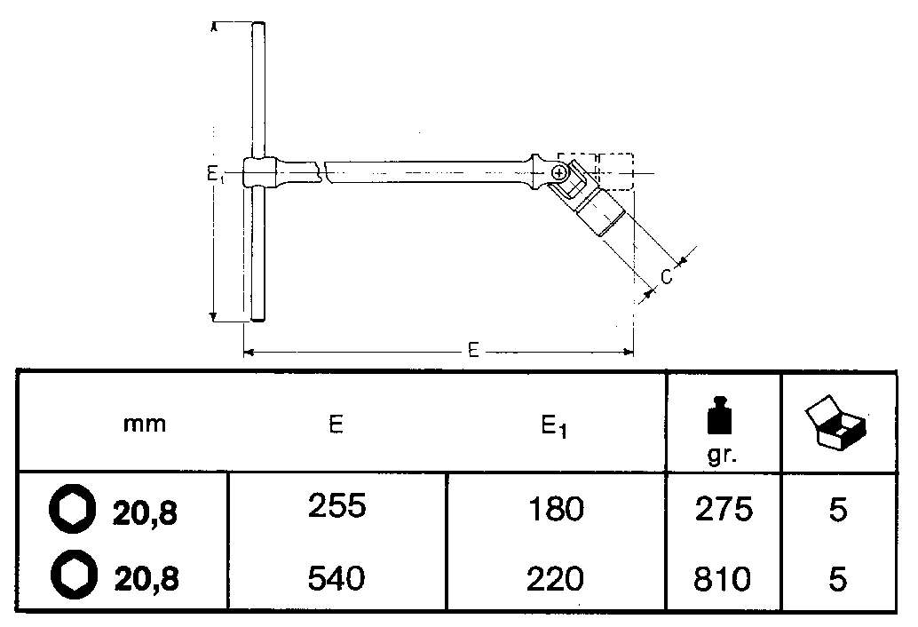 CHIAVE CANDELA 500 MM 20,8