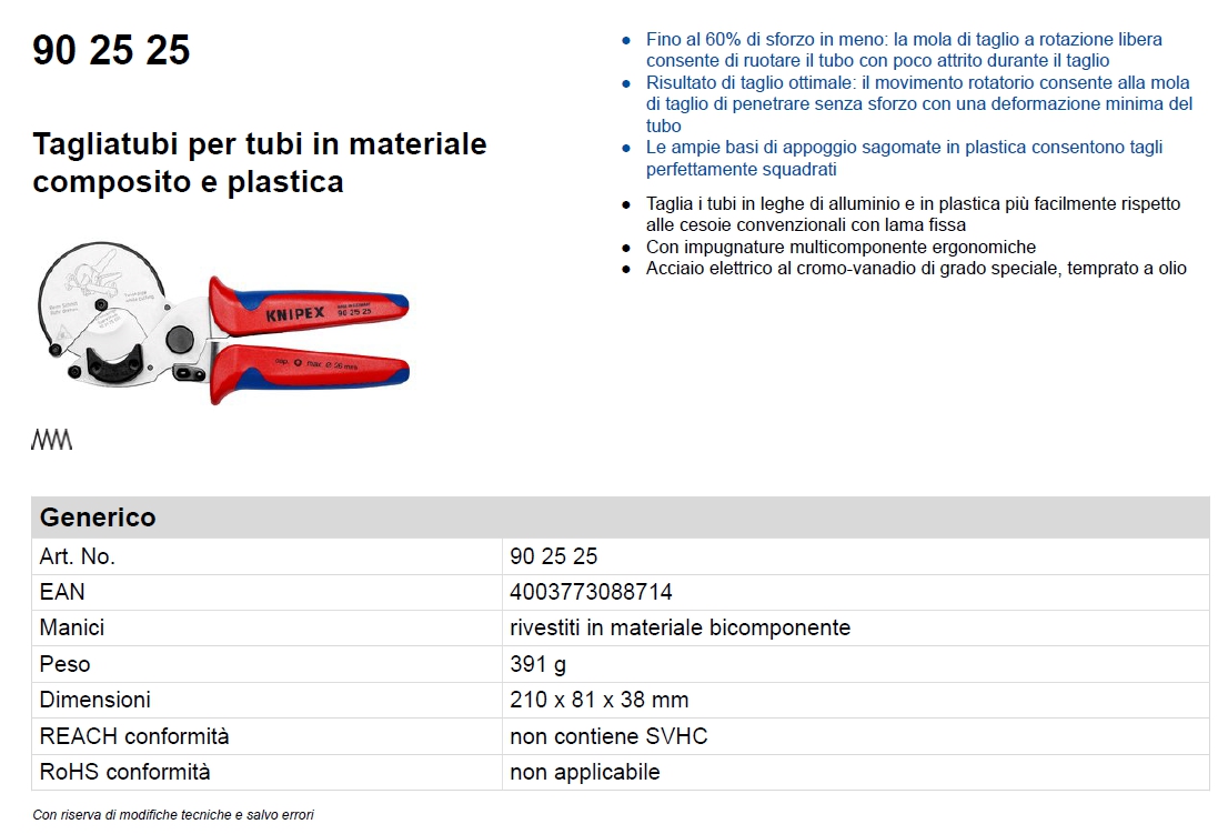 TAGLIATUBI PER MULTISTRATO