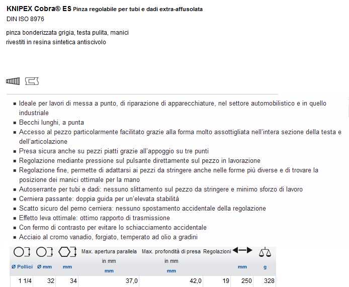 PINZA COBRA ES AFFUS 250MM