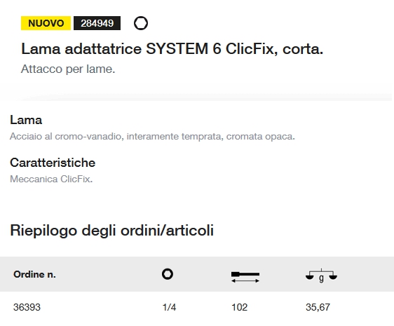 LAMA ADATTATRICE 1/4 L102 