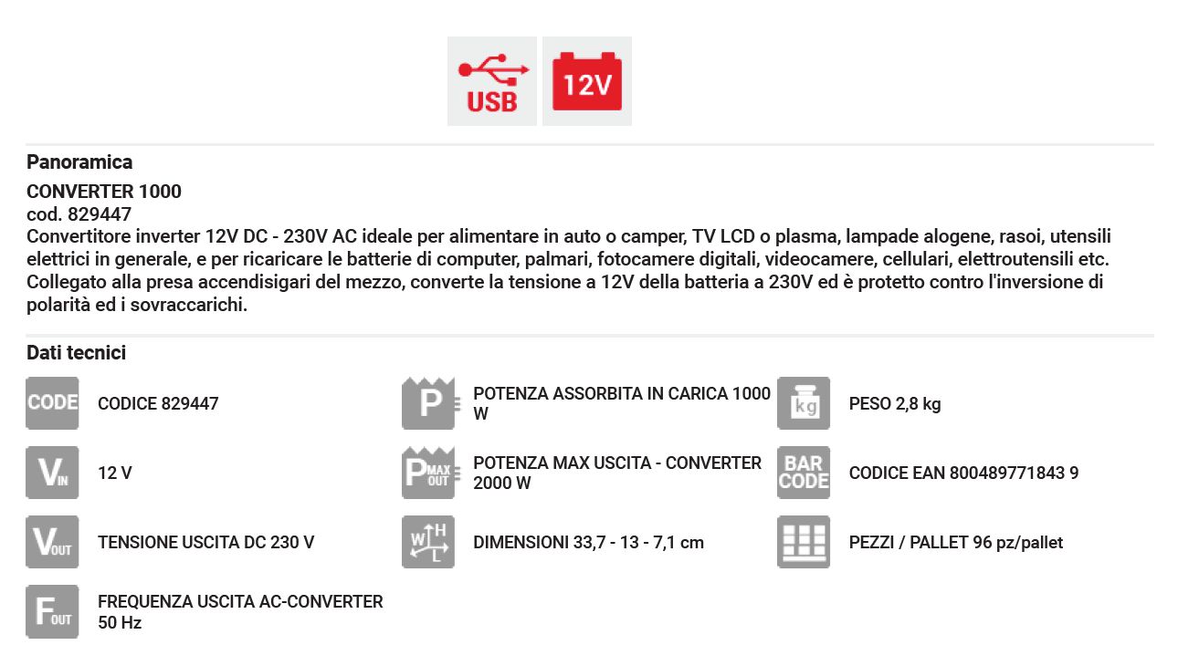 CARICABATT  CONVERTER 1000