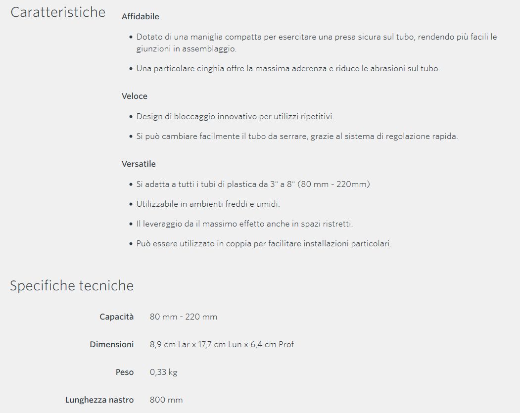 BLOCCA TUBO STRAPLOCK     