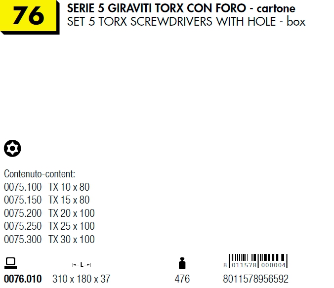 SERIE 5 GIRAVITI TORX FOR 