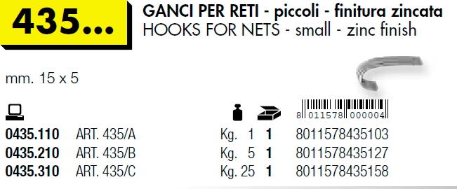 GANCI RETI ZIN mm 15x5 KG1