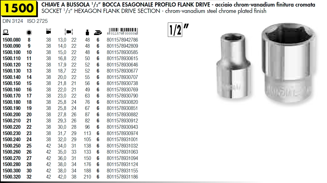 CHIAVE A BUSSOLA 1/2 mm. 8