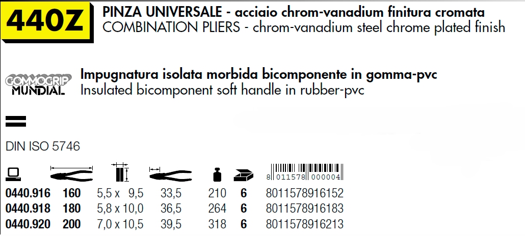 440Z PINZA UNIVER.MM 160  