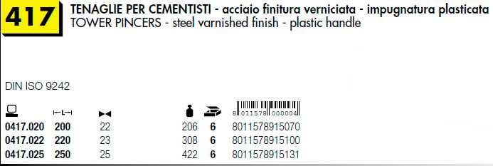 TENAGLIA CEMENTI.PLAST.200