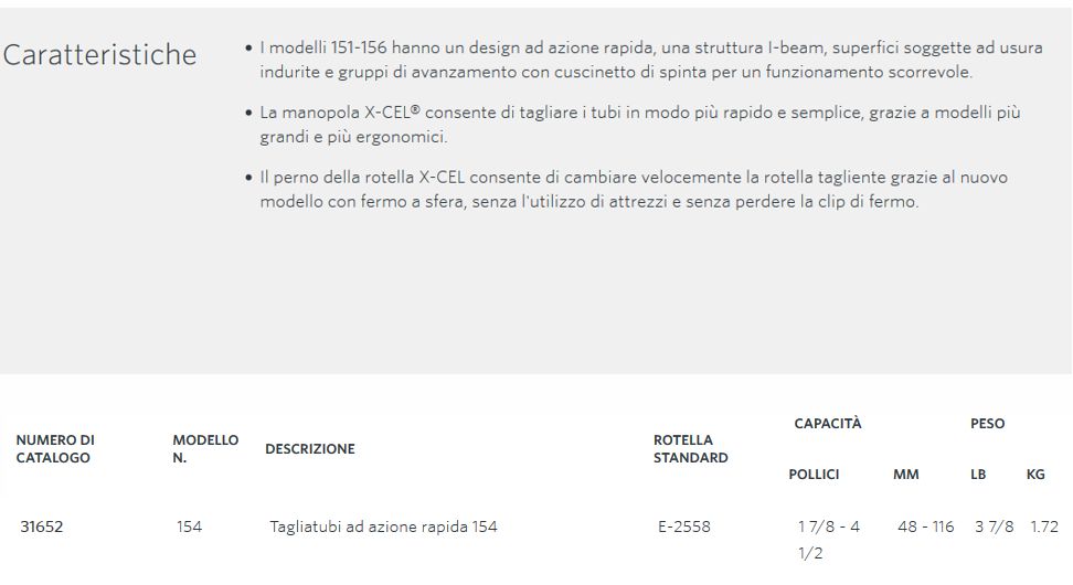 TAGLIATUBO 154 MET 48-116 