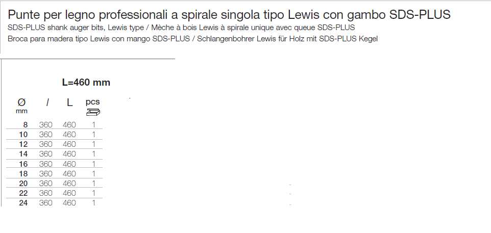 PUNTA LEGNO SDS PLUS 8x460