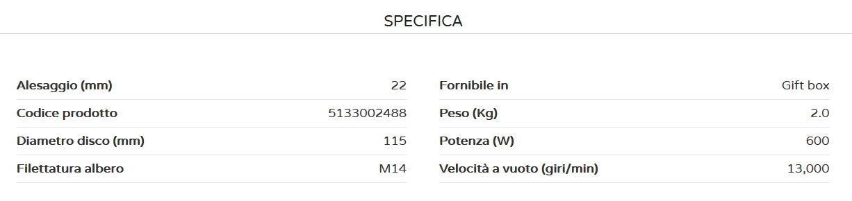 SMERIGLIAT600W RAG600-G115
