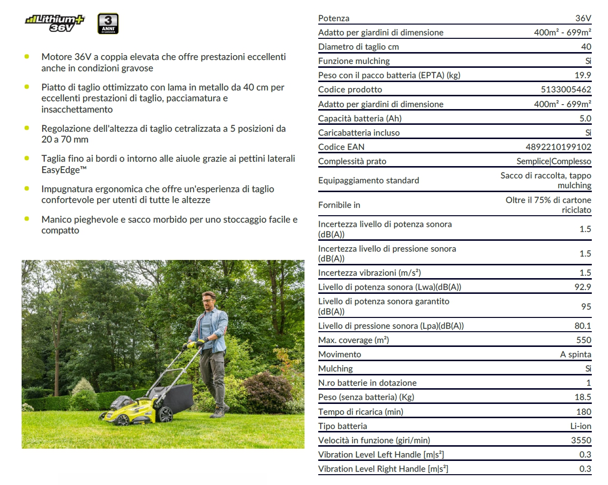 RASAERBA BATT 36V RLM36X41